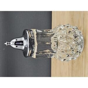 Vintage UV Reactive Diamond‑Cut Glass Shaker  S & P 3⅝" Cristal‑d’Arques Style